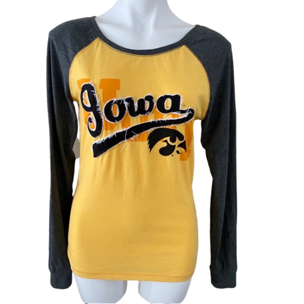 PRESSBOX Yellow/Gray Iowa Baseball Long Sleeve Tee